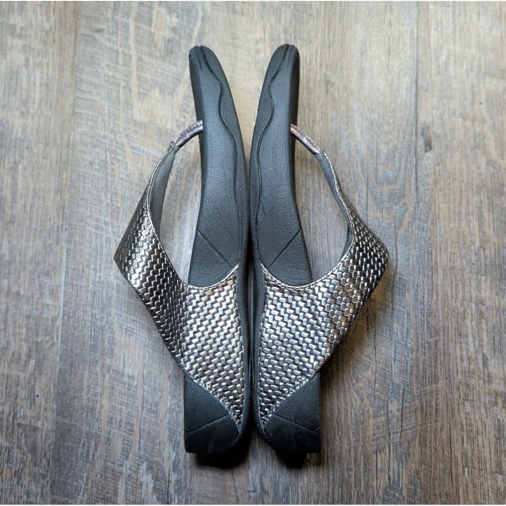 Fitflop Lulu Weave Silver Metallic Thong Flip Flop Toe Post Sandals Womens Sz 8 - Picture 9 of 13